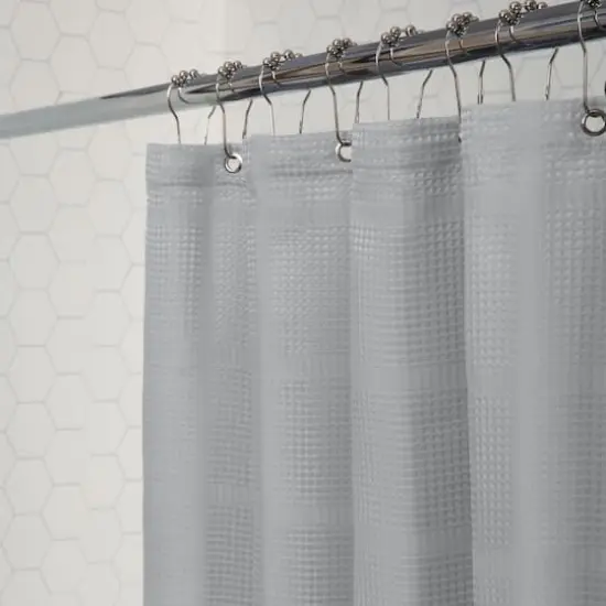 Elle D&eacute;cor Gray Jacquard Solid Weave Shower Curtain {3}
