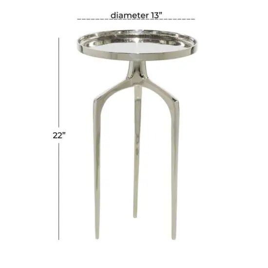 13" Contemporary Round Silver Raised Edge Accent Table {7}