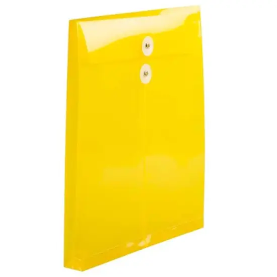 JAM Paper Letter Size Plastic Envelopes with Button & String Tie Closure, 12ct. Yellow {5}