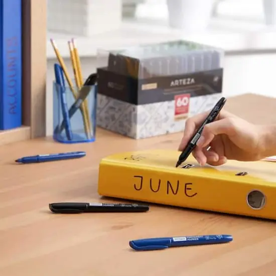 Arteza&reg; 60 Piece Blue & Black Fine Tip Permanent Marker Set {5}