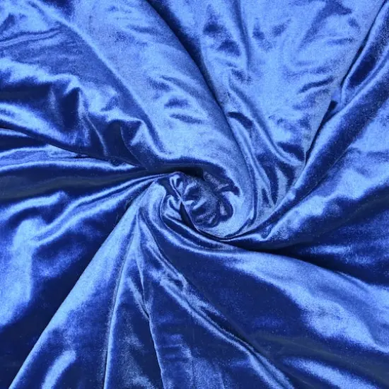 Feldman Solid Stretch Velvet Fabric Blue {4}