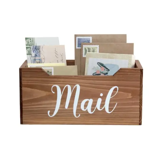 Elegant Designs Decorative Script Word Mail Organizer Box Natural Wood {7}