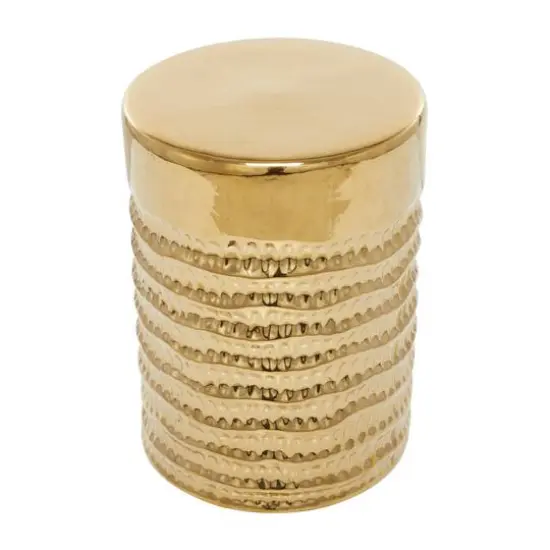 18" Gold Stoneware Glam Accent Table {3}