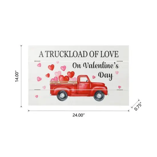 Glitzhome&reg; 24" Wooden Valentine's Truck Wall Sign {9}