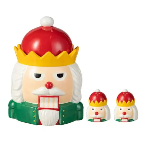 Glitzhome&reg; Dolomite Christmas Nutcracker Cookie Jar Set {1}