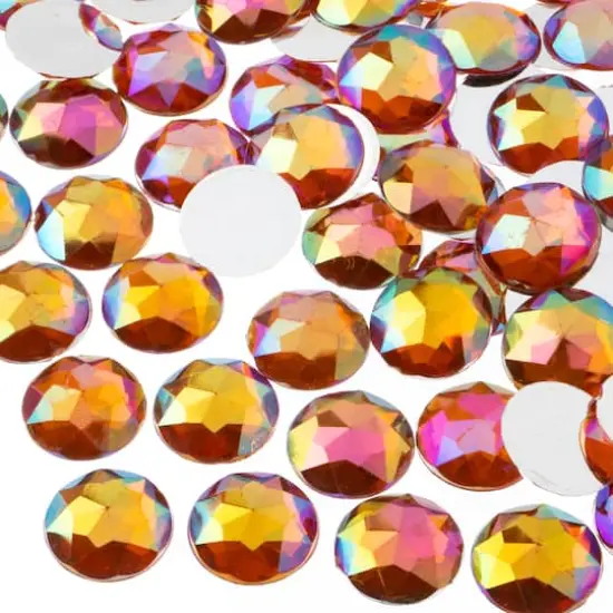 John Bead 16mm AB Acrylic Round Flat Back Rhinestones, 200ct. Orange AB {1}