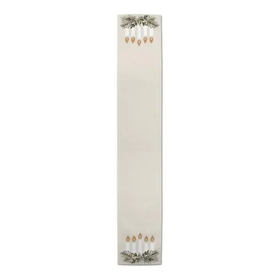 Candles With Greenery 16x72 Poly Twill Table Runner {4}