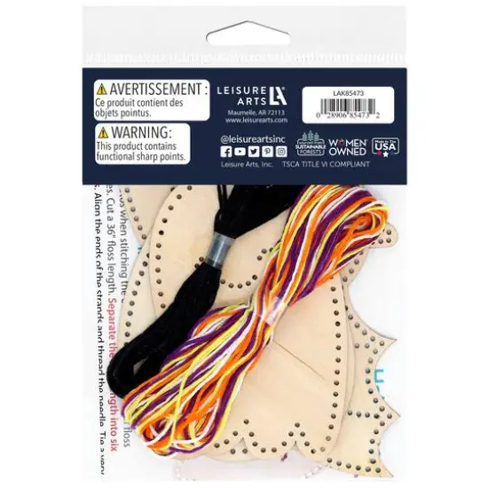 Leisure Arts&reg; Beginner Halloween Shapes 3 Piece Wood Stitchery Ornament Kit {3}