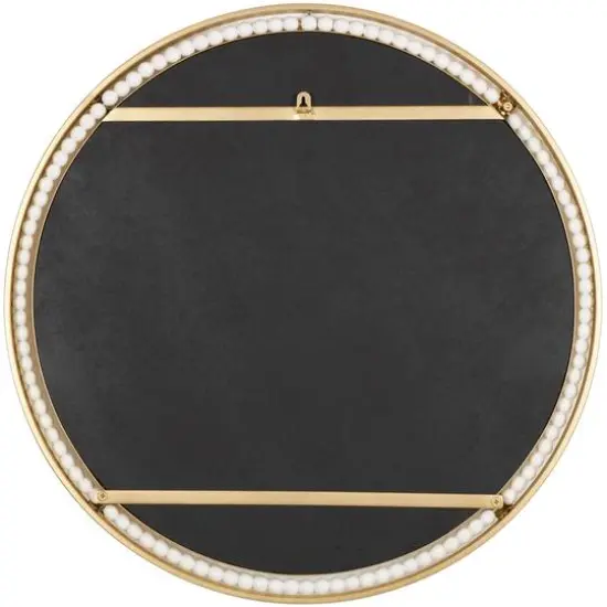 26" Gold Metal Wall Mirror with White Wood Beading {7}