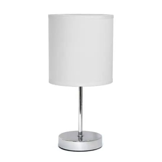 Creekwood Home Nauru 12" Brushed Nickel Petite Metal Stick Table Lamp White {1}