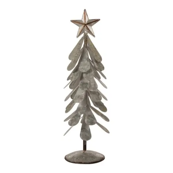 Glitzhome&reg; Galvanized Metal Christmas Tree Table D&eacute;cor Set {5}