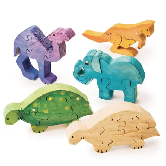 S&S Worldwide&reg; Unfinished Wooden Safari Animal Puzzles, 12ct. {3}