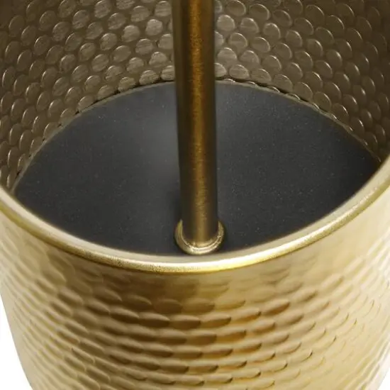 Simple Designs 18.5" Hammered Metal Container Base Table Lamp with USB Charging Port White/Gold {10}