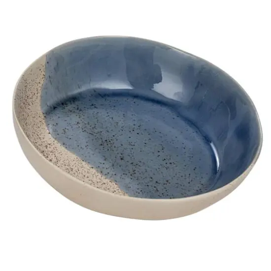 Hello Honey® 8.25" Blue & Cream Crackle Glaze Stoneware Serving Bowl {1}