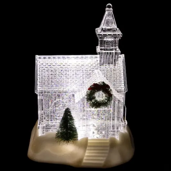 9" LED Icy Crystal Glitter Snow Globe Christmas House {4}