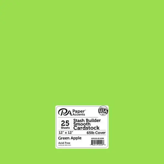 PA Paper&trade; Accents Stash Builder 12" x 12" 65lb. Smooth Cardstock, 25 Sheets Green Apple {1}