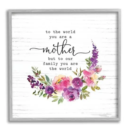 Stupell Industries Sentimental Mother's Day Flower Quote Watercolor Detail Framed Giclee Art Gray {1}