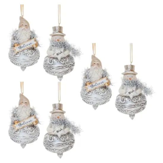 Ornate Santa & Snowman Finial Ornament Set {1}