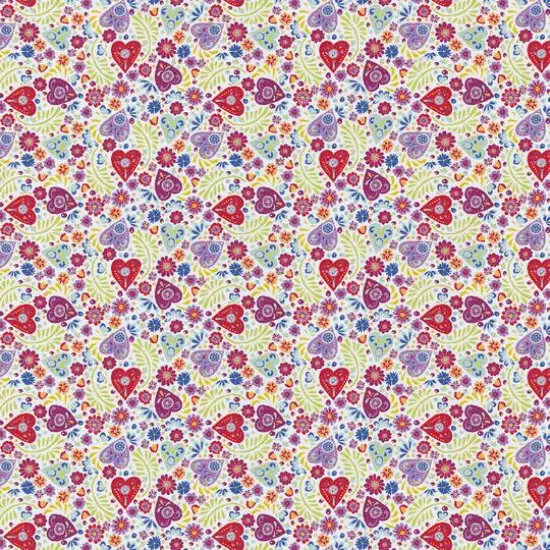 Camelot Fabrics White Paisley Hearts Cotton Precut Fabric {1}