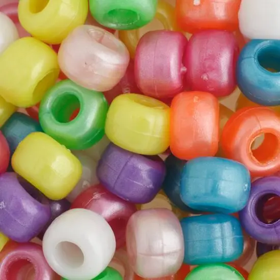 John Bead 9mm Plastic Pony Beads, 1,000ct. Assorted Pearl {2}