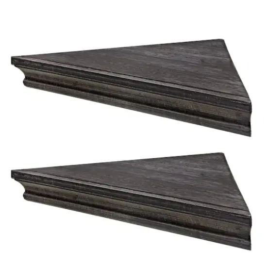 Beveled Floating Corner Shelves Set Black {8}