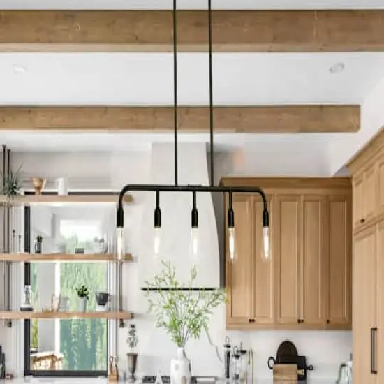 Hello Honey® Robert Stevenson Lighting Benson Exposed Bulb Metal 5-Light Linear Chandelier Matte Black {5}