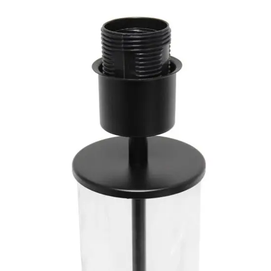 Simple Designs 17" Encased Metal & Clear Glass Table Lamp White/Black {8}