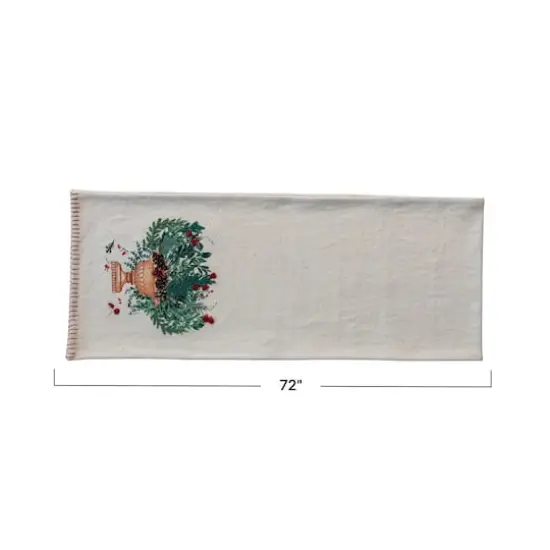 Hello Honey&reg; 72" Hand-Embroidered Flowers in Urn Cotton Canvas Table Runner with Blanket-Stitch Edge {5}