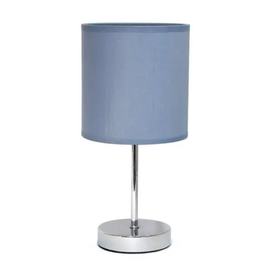 Creekwood Home Nauru 12" Brushed Nickel Petite Metal Stick Table Lamp Purple {1}