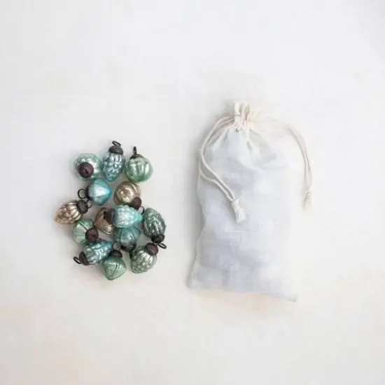 Hello Honey&reg; 36 Pack 1" Gold, Green & Blue Embossed Mercury Glass Ornaments {4}