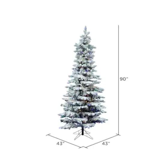 7.5ft. Pre-Lit Flocked Utica Fir Slim Artificial Christmas Tree, Multi-Colored LED Lights {5}