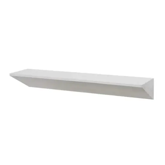 Large White Wedge Wood Floating Wall Shelf {1}