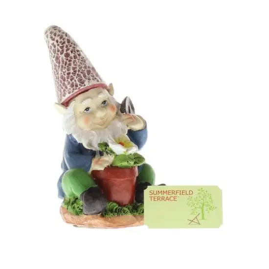 7" Gardening Gnome Solar Statue {8}