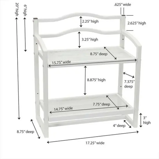 Household Essentials 20" Metal Wall Mounted Bathroom Storage Rack White {5}
