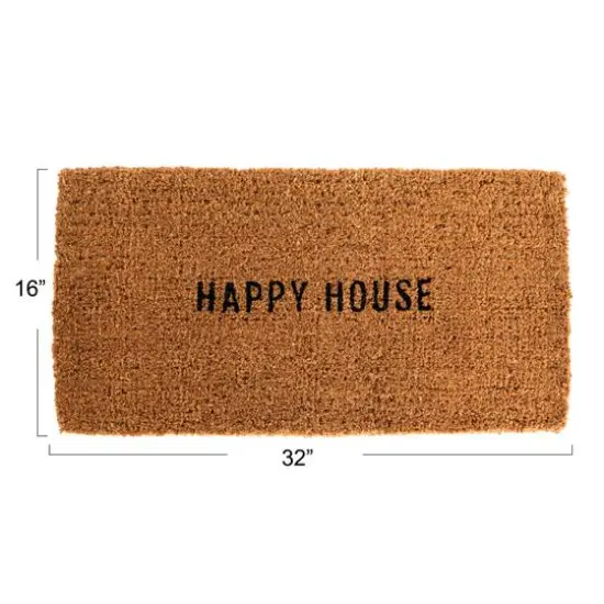 Hello Honey&reg; 32" x 16" Happy House Natural Coir Doormat {6}