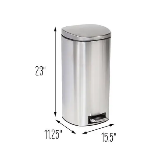 30L Soft-Close Stainless Steel Step Trash Can With Lid {7}