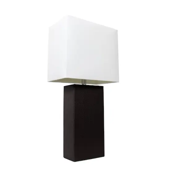 Lalia Home Lexington 21" Leather Home Décor Table Lamp Black {1}
