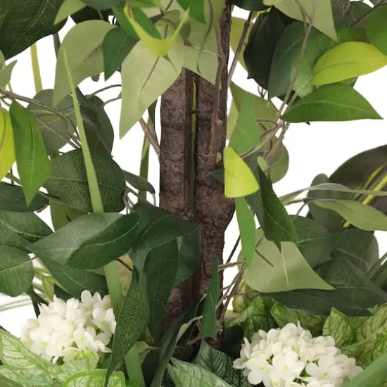 6ft. Artificial Ficus Microcarpa Tree in White Decorative Pot {5}
