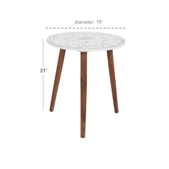 White Wood Contemporary Accent Table {4}
