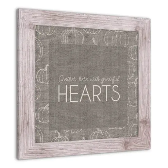 Gray Grateful Hearts Print in Western White Frame {3}