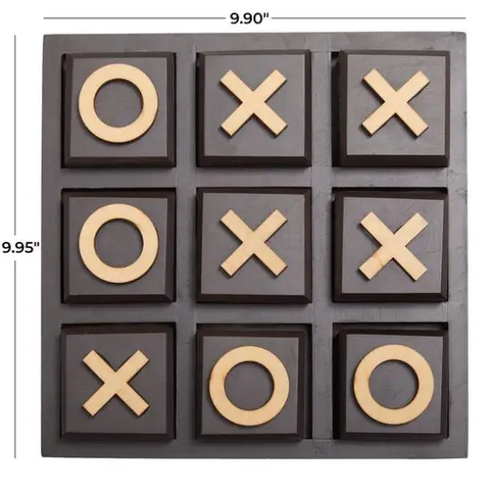 10" Black Wood Tic-Tac-Toe Game Set {7}