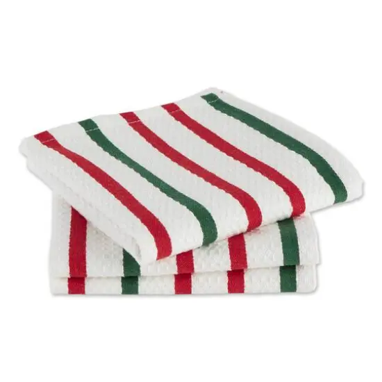 DII&reg; Holiday Stripes Heavyweight Dishtowel & Dishcloth Set {4}