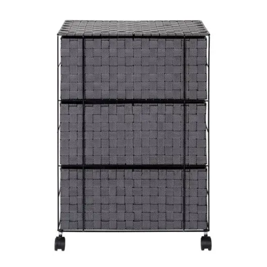 Honey Can Do 26" Black Three-Drawer Woven Home Office Organizer with Wheels {5}
