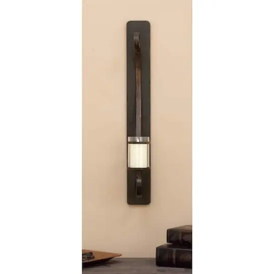 Black Iron Rustic Candle Wall Sconce, 36" x 8" x 5" {10}