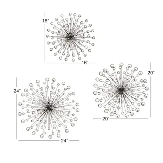 Silver Metal Starburst Modern Wall D&eacute;cor Set {7}