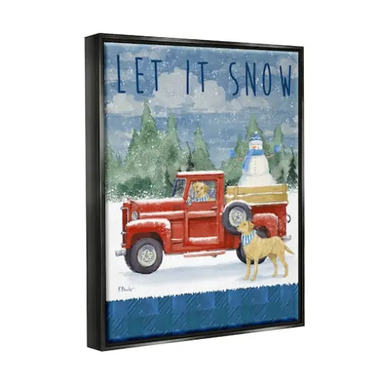 Stupell Industries Let It Snow Winter Dogs Framed Floater Canvas Wall Art {4}