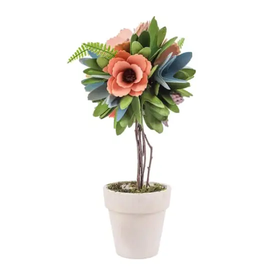 12" Multicolor Spring Floral Topiary {1}