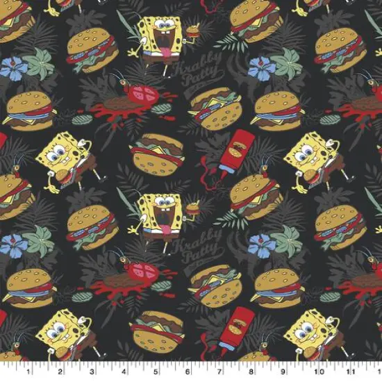 Nickelodeon SpongeBob & Plankton Patties Cotton Fabric {1}