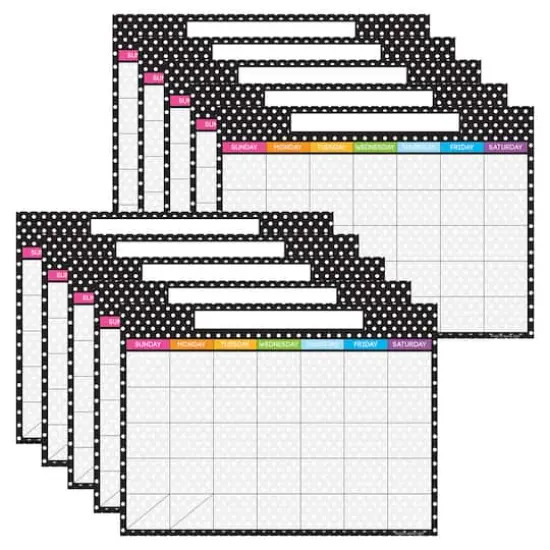 Ashley Productions Smart Poly&reg; PosterMat Pals&trade; Space Savers BW Dots Calendar, 10ct. {1}