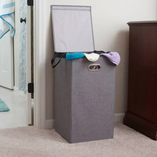 Household Essentials Gray Moisture-Resistant Laundry Hamper with Magnetic Lid & Removable Mesh Liner {5}